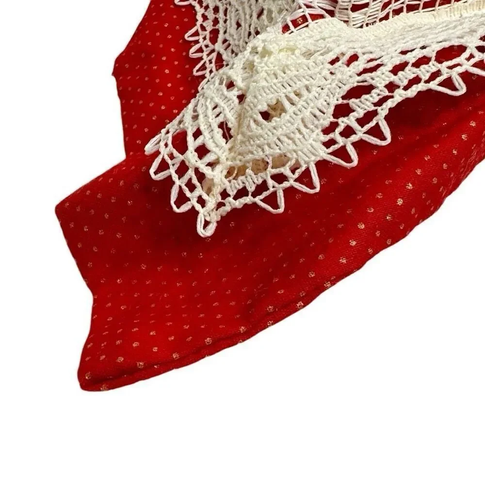 Vintage Christmas throw pillows with lace covered prints